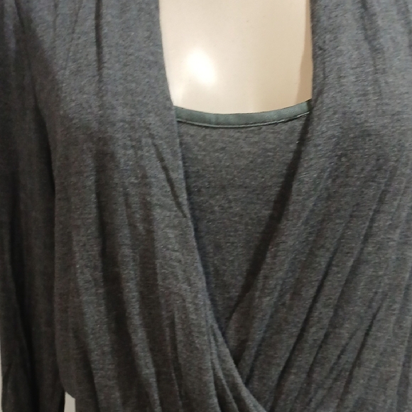 Elegant Gray Wrap Dress - Picture 2 of 8